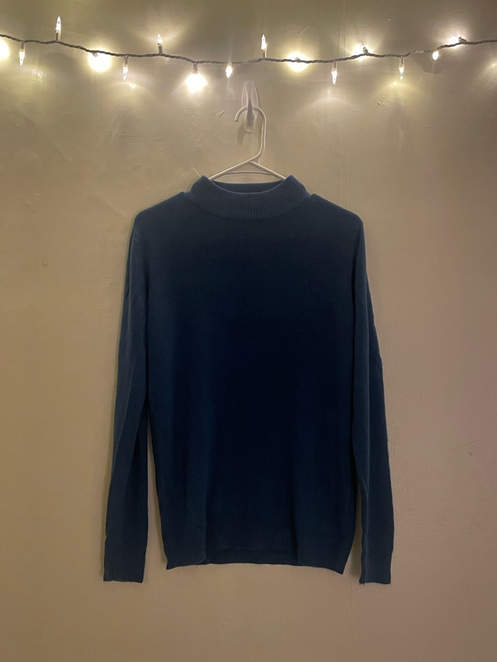 Zara Knit Blue Mock Neck Crew Sweater Soft Cozy Cute Spring Summer Longsleeve - Picture 4 of 12
